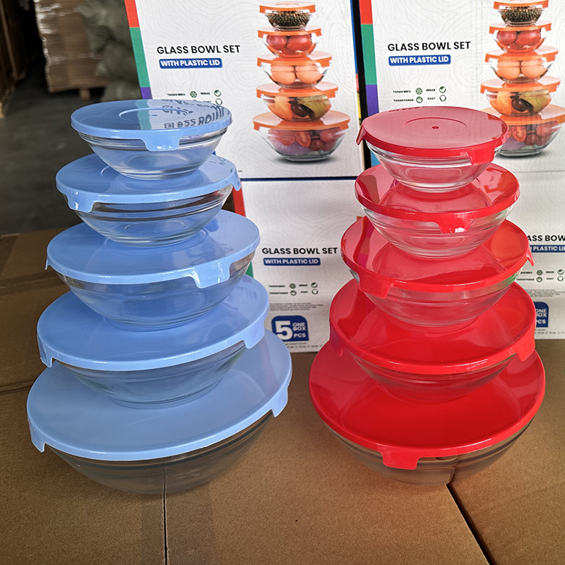 Factory direct 808 bowl fresh bowl five-piece set with lid fresh bowl square glass pot promotional gift bowl wholesale