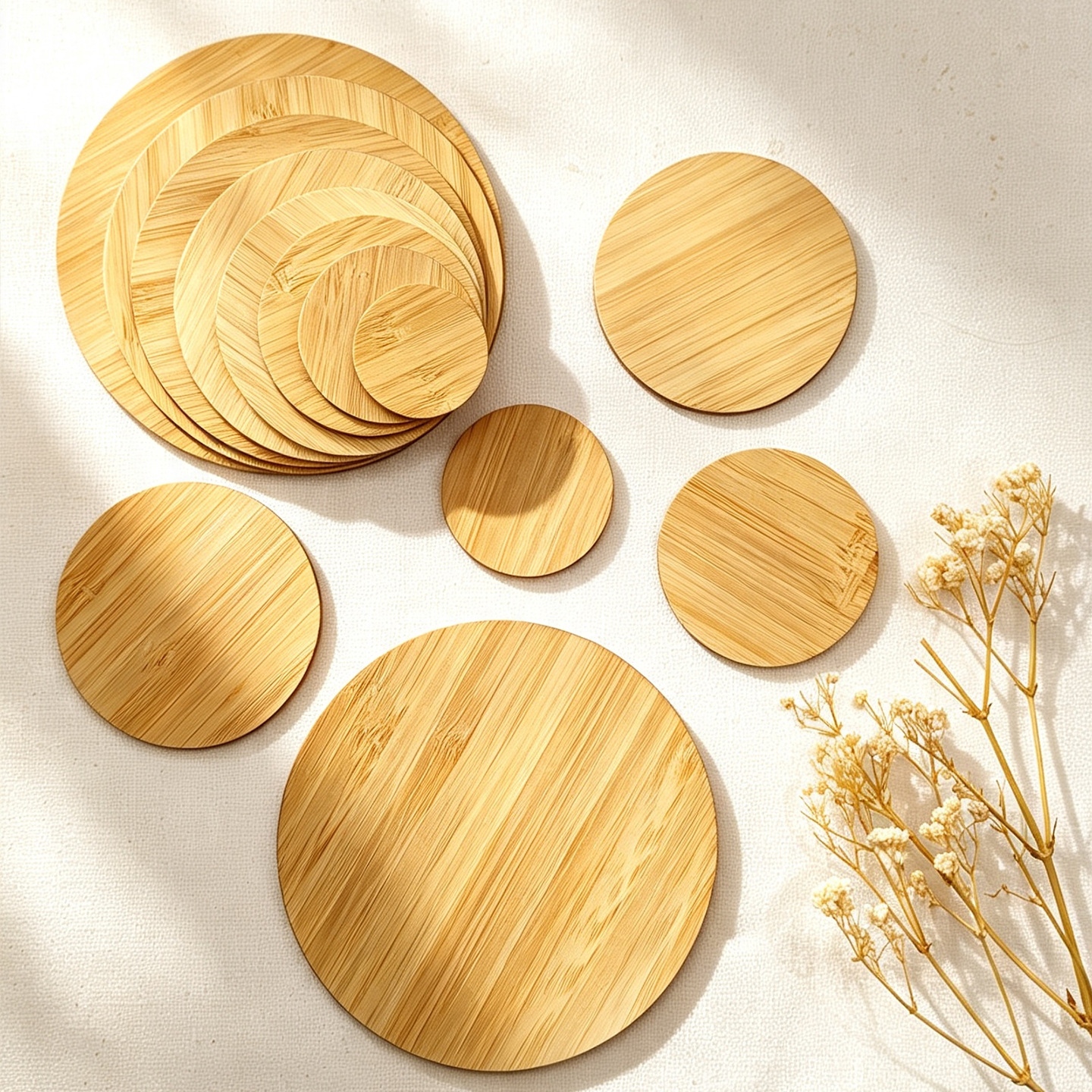 Rodajas de Bambú para DIY, Bambú, Personalizable, para Pintura y Manualidades