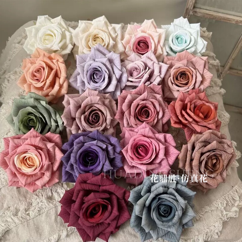 Simulated Printed Manta Rose Flower Head, Rose Flower Head Decorative Accessories, Corsage, Bouquet, Clothing Accessories, Export