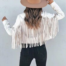 W 91823 Fitted Long Sleeve Fringe Jacket ������������ �羳��