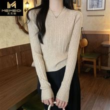 秋冬季新款修身圆领别致设计感针织衫内搭长袖打底衫毛衣女装