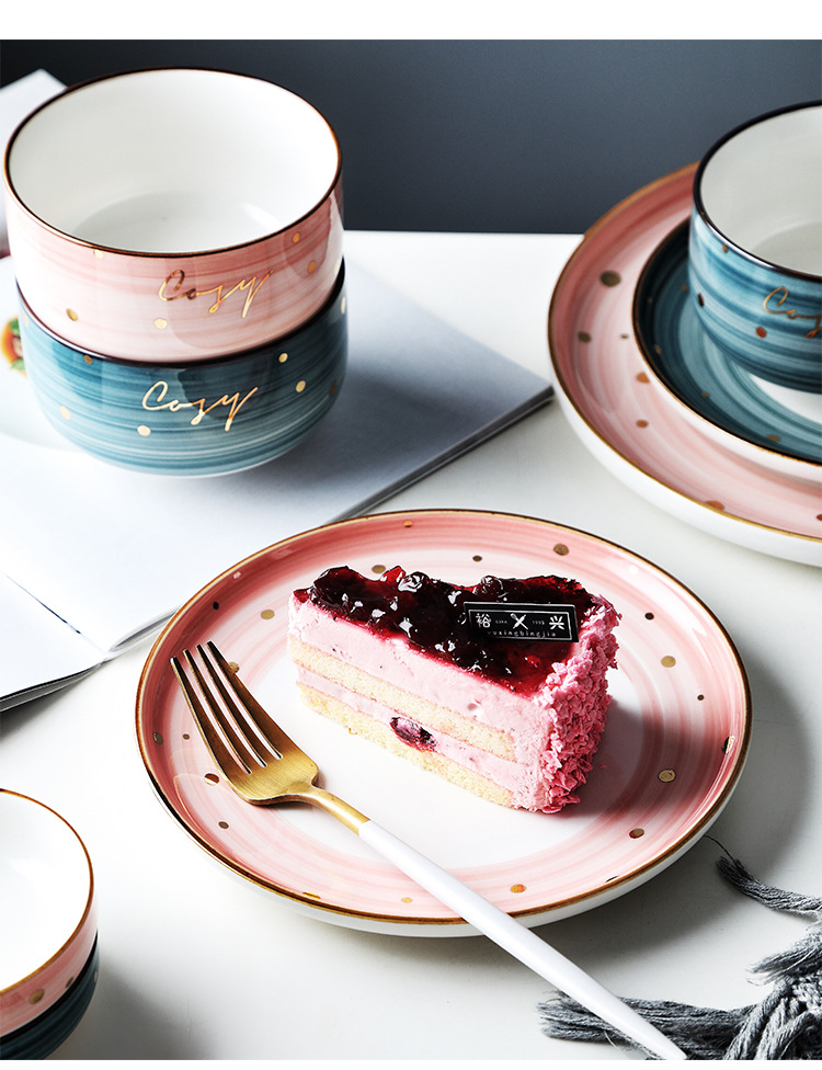 碗碟套装北欧创意个性家用轻奢陶瓷碗筷碗盘精致网红餐