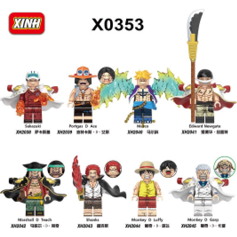 Xinhong X0353 Anime Series Red-Haired White-Bearded Minifigure Model Kidsren's Assembled Building Block Toy Bag