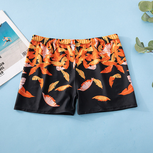 Men's swim trunks with waist tie, suitable for men's hot spring swimming, elastic, large and fast-drying, comfortable swim trunks