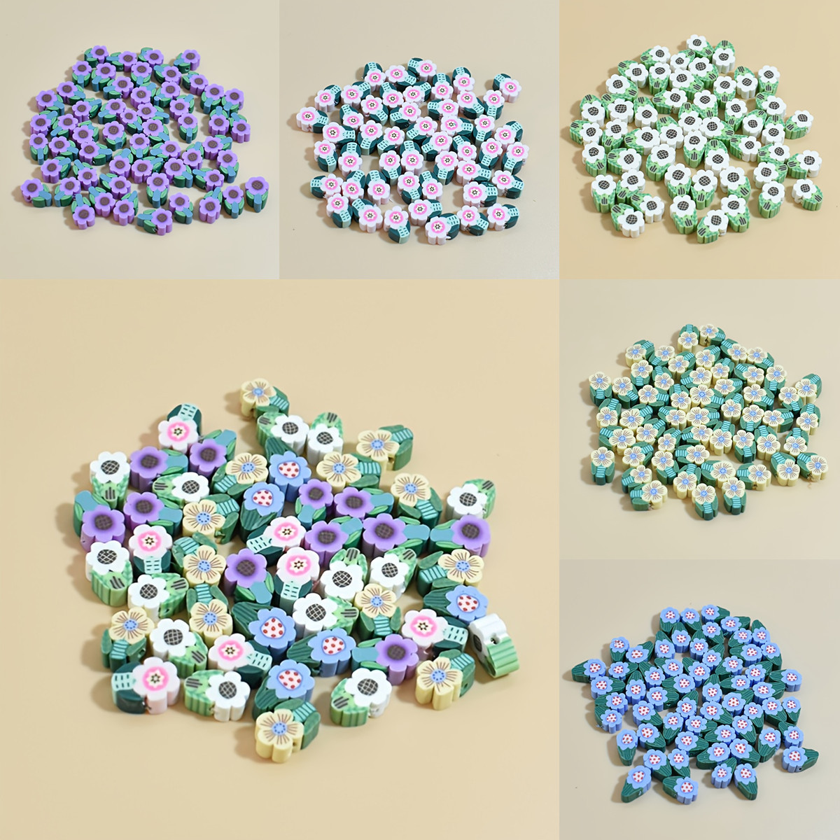 100 PCS/Package Soft Clay Flower Beads display picture 1