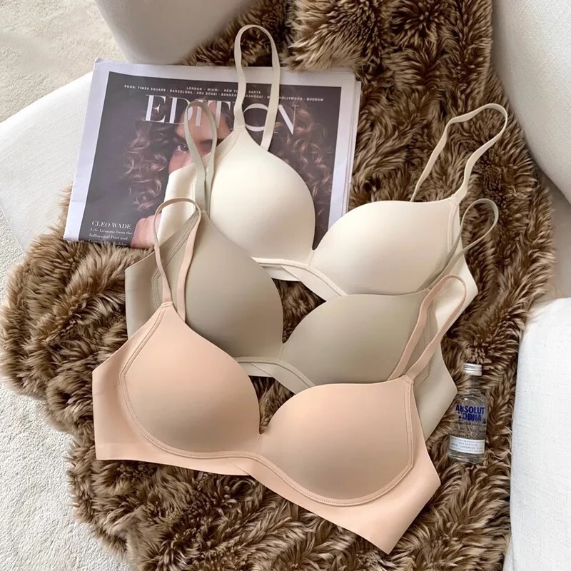 Japanese seamless underwear women's small chest push up thin upper and lower thick non-steel ring breast contracting anti-sagging breathable bra