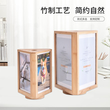 木质三角形旋转桌牌立式相片展示架餐厅菜单价格牌实木办公台卡牌