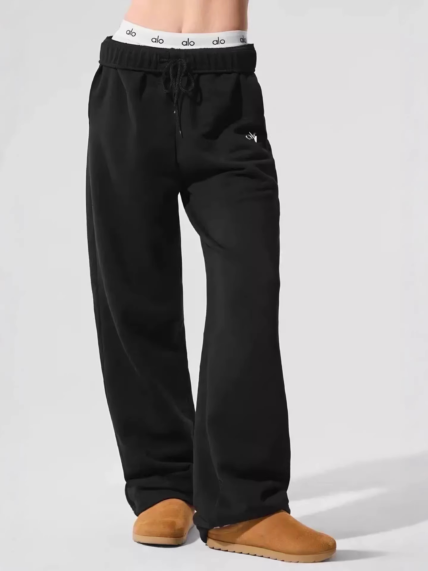 ALO 2025 otoño nuevo logotipo simple pantalones deportivos casuales de algodón para hombres y mujeres image 1