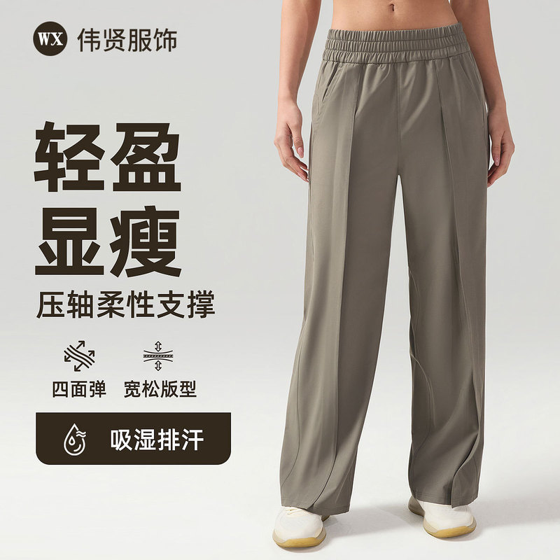 Lulu Yoga Wide-Leg Pants Women's High-Elastic Moisture-Absorbent Breathable Quick-Drying Sports Outdoor Running Pants