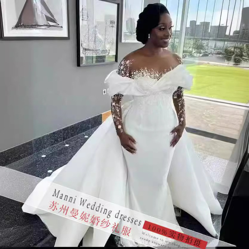 2024 New Amazon Wedding Dress European and American Cross-border Bride Mermaid Detachable Tail Lace Wedding Dress 2024 New Amazon Wedding Dress European and American Cross-border Bride Mermaid Detachable Tail Lace Wedding Dress