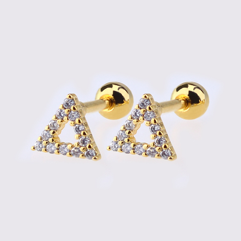 Pendientes de circonita de sol pequeño de venta caliente en Europa y América Pendientes de cobre de amor Personalidad simple Pendientes de circonita de moda geométrica en forma de corazón