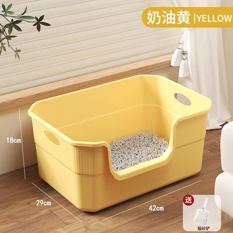 Lavabo de arena para gatos de gran tamaño, abierto semicerrado, baño para gatos con salpicaduras externas, lavabo de arena para gatos extra grande, suministros para mascotas al por mayor