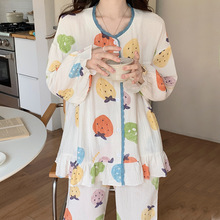 睡衣女春秋季梭织泡泡棉皱布长袖卡通公主风可外穿家居服两件套装