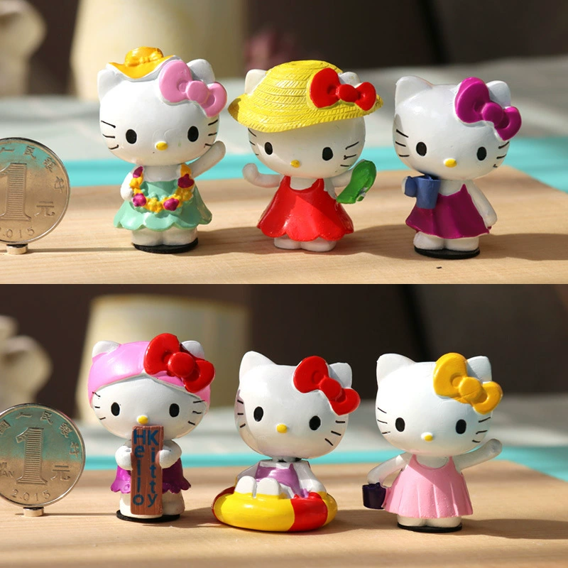 Мини-фигура Hello Kitty с аксессуарами, симпатичная коллекционная кукла, набор 4 см, мультистиль