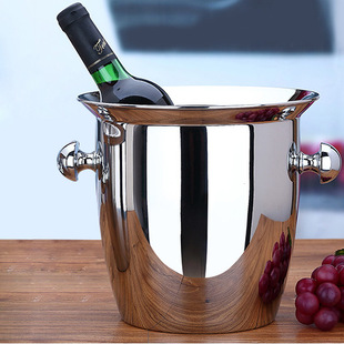 304 Stainless Steel European Style Champagne Bucket Thickened Ice Bucket Ice Grain Ice Cube Chilled Grape Wine Bucket Hotel Bar KTV