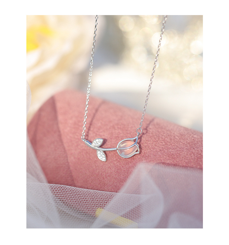 Pendant Necklace Classification cable chain Chain Type 925 Sterling Silver Cable Chain Tulip Pendant Necklace