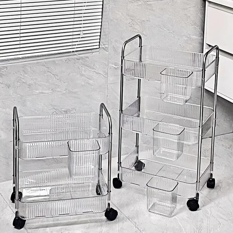 Storage rack Acrylic snacks trolley Cosmetics Floor-standing dormitory bookshelf Bedside desktop bathroom i7