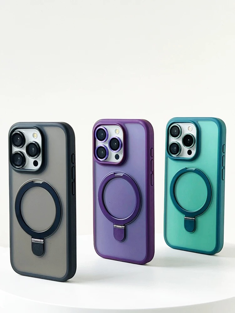 Coque magnétique givrée avec protection objectif pour iphone_voghion.com