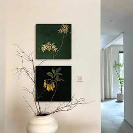 中古风挂画样板间酒店民宿工装背景墙壁画新中式客厅玄关画