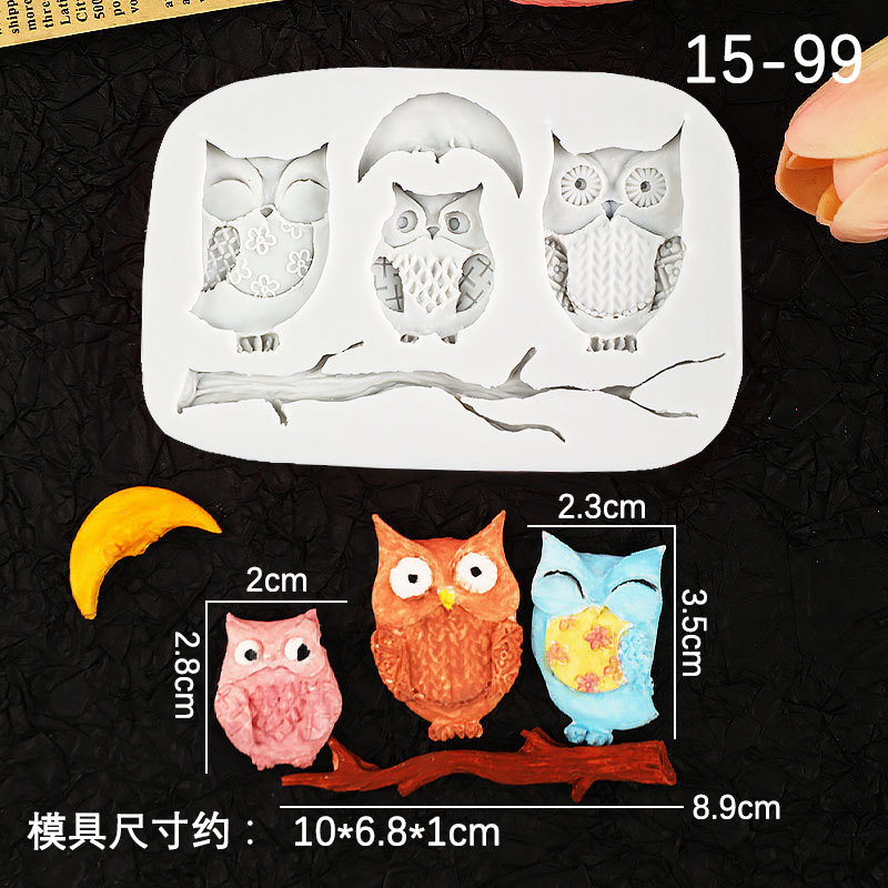 3D búho molde de silicona fondant líquido molde de pastel de chocolate líquido herramientas para hornear en stock al por mayor