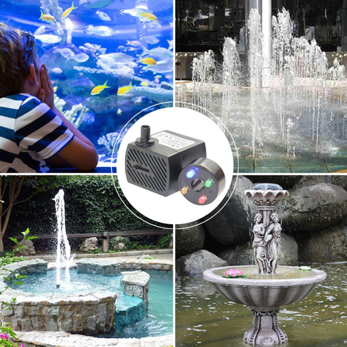 Aquarium Fish Tank Submersible Pump, Artificial Hill Fountain Craft Water Circulation Pump with Waterproof Flashing Perforated LED Lights