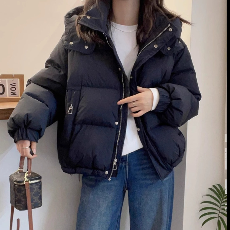 棉服女短款2025新款韩版宽松大码棉衣时尚连帽百搭薄款爆款棉袄潮|undefined
