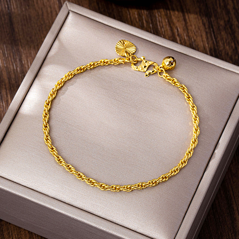 Cross-Border Southeast Asian Jewelry Twist Bracelet for Women, Vietnamese Sand Gold Anklet, Popular Style, Long-Lasting Color, Imitation Set