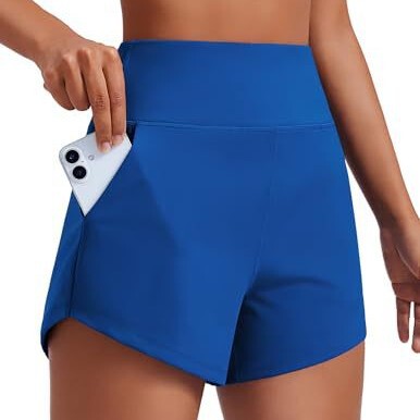 New Women's Sports Shorts Without Lining, Naked-Feel Sports Shorts with Abdominal Control and Pockets