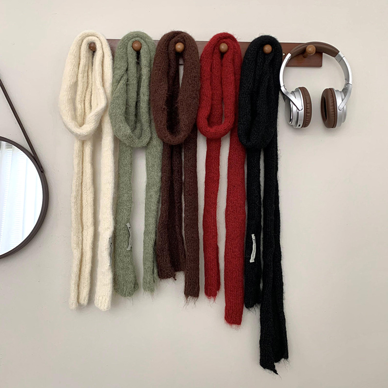 Bufandas de otoño y invierno sensación de atmósfera nuevo estilo coreano variante suave dulce sólido bufandas pegajosas delgadas calentamiento del collar