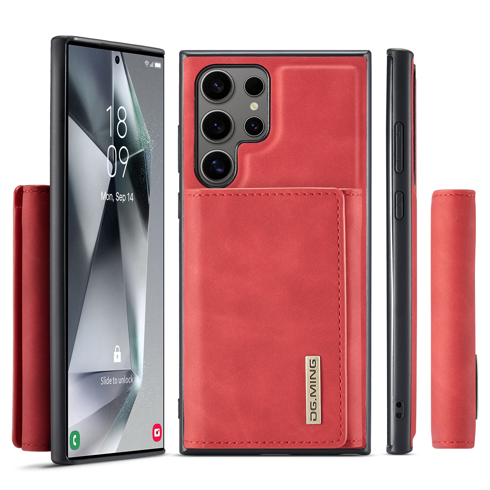 M1 für Samsung S24 Ultra Multifunktions-Geldbörsen-Schutzhülle S23 Ultra Magnetische geteilte Geldbörsen-Lederhülle_voghion.com