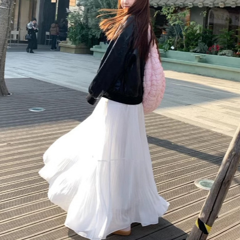 Chiffon Purple Skirt Women's Spring and Summer Long A-Line Skirt Loose Slimming Look Large Size Slim Dress Half Skirt