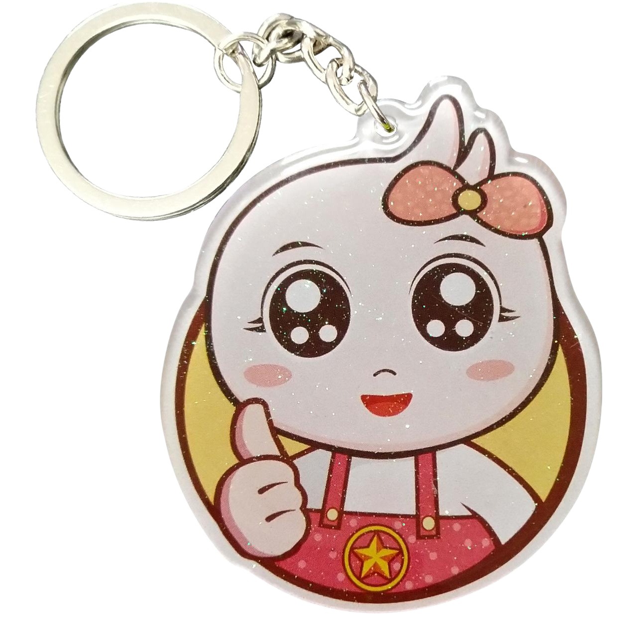 Acrylic Keychain Custom Transparent Double-Sided Logo Animation Cartoon Q Edition Star Glue Drop Laser Key Pendant