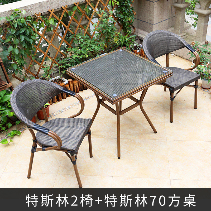 메쉬 단일 튜브 의자 2개 + 70CM Teslin 메쉬 사각 테이블