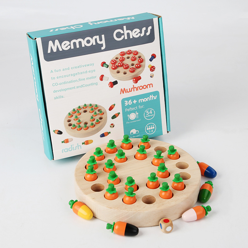 Madera divertido rábano seta memoria ajedrez tirando rábano Educación Infantil Educación Temprana concentración juego de escritorio interactivo ajedrez