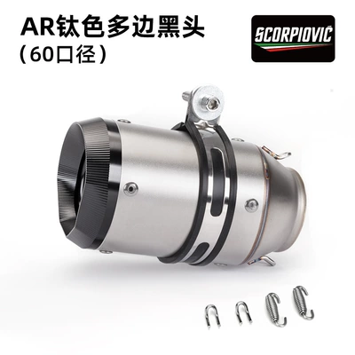 Zx6R Carbon Fiber Straight Exhaust Motorcycle exhaust pipe - ar-titanium-color-polygonal-black-head-60mm-diameter