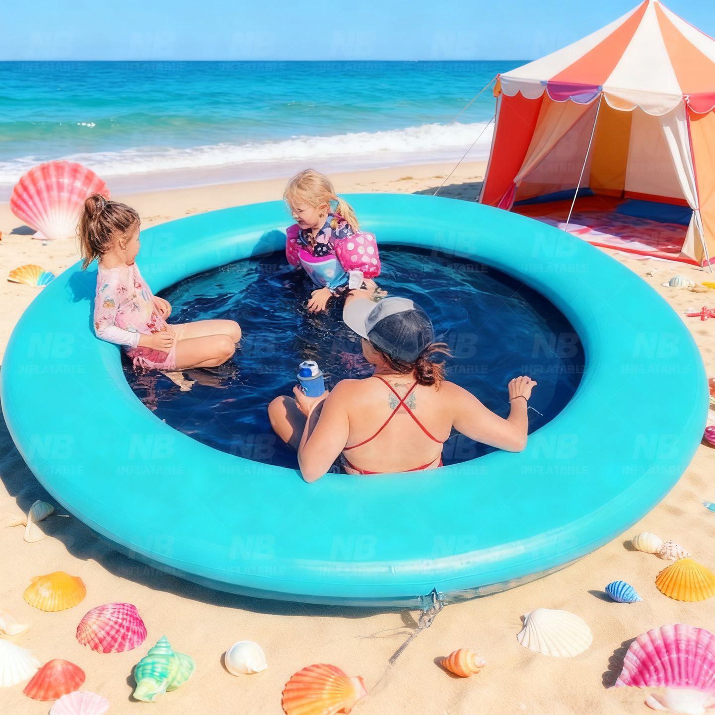 Transfronterizos flotantes redondos de agua flotante piscina inflable almohadilla anti-flotación gruesa tabla flotante de natación anti- ahogamiento