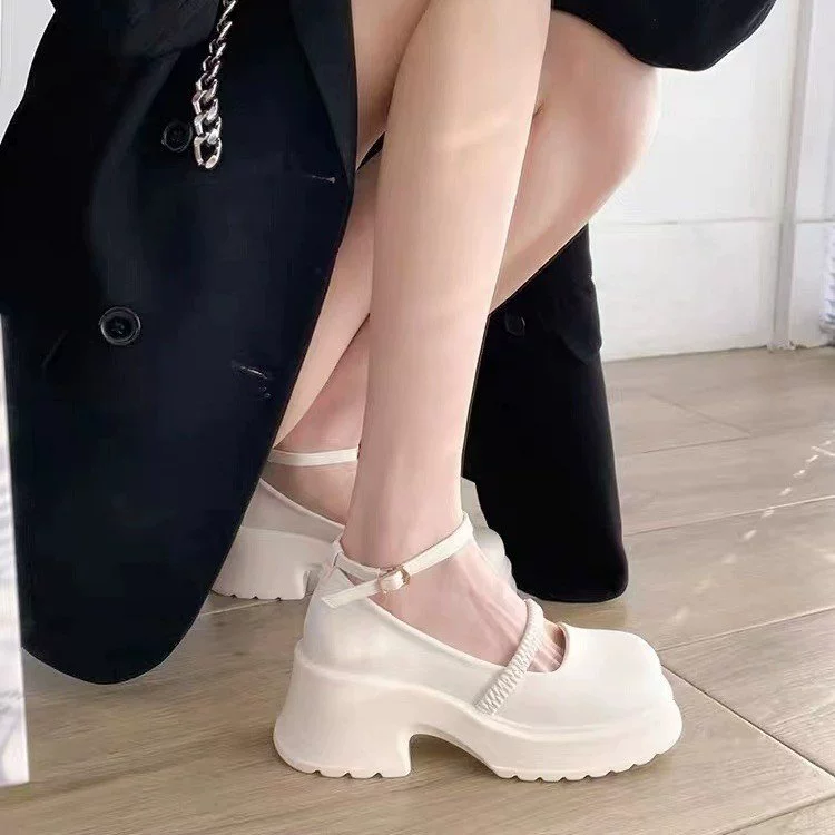 Женские лоферы Мэри Джейн на толстой подошве, весна-лето 2024, универсальные новые маленькие кожаные туфли с пряжкой, повседневная модная нишевая женская обувь