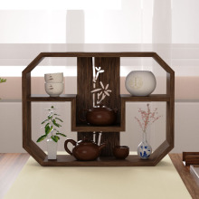 实木桌面博古架小型置物架茶室茶具收纳架展示架茶杯架茶壶多宝阁