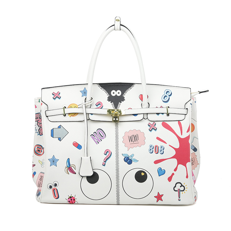 Supercapacidad PU impresión litchi contraste color bolsas de bloqueo portátiles de viaje bolsa de fitness de almacenamiento de moda 2221 #