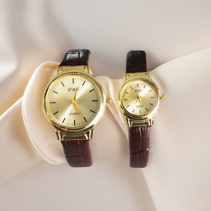 3 Couple Quartz Watches Simple Leather Strap Wristwatches Cross-Border Wholesale