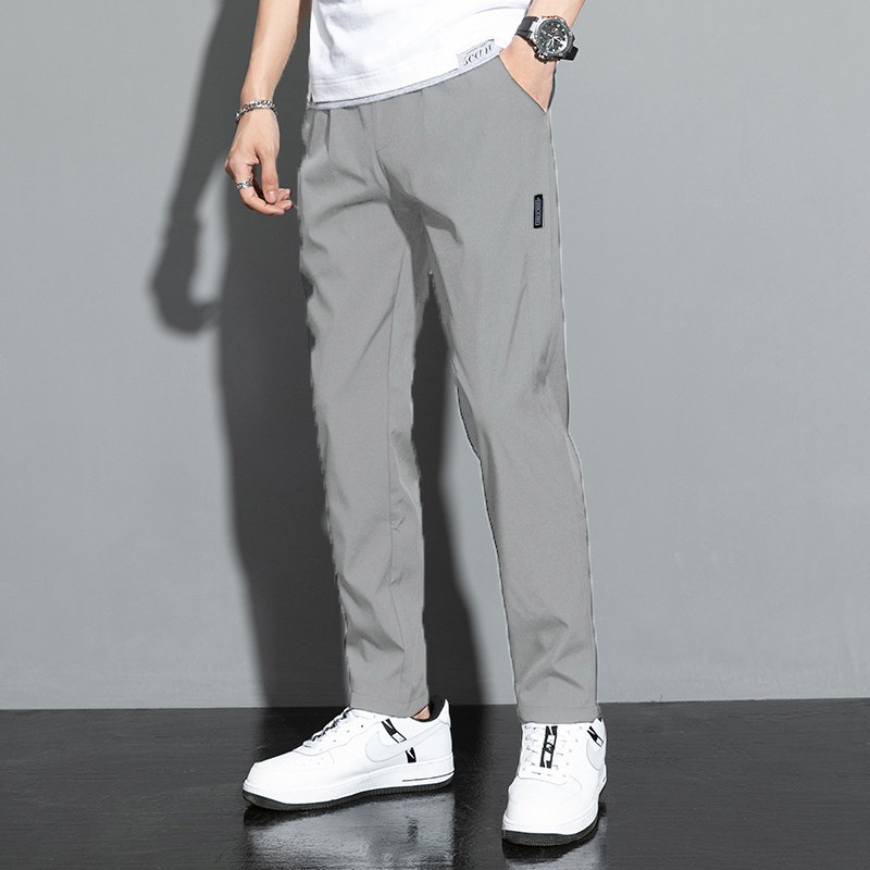 2025 Summer Casual Trousers Men's Loose Thin Ice Silk Pants Straight-Leg Quick-Drying Pants Breathable Men's Stretch Sports Pants