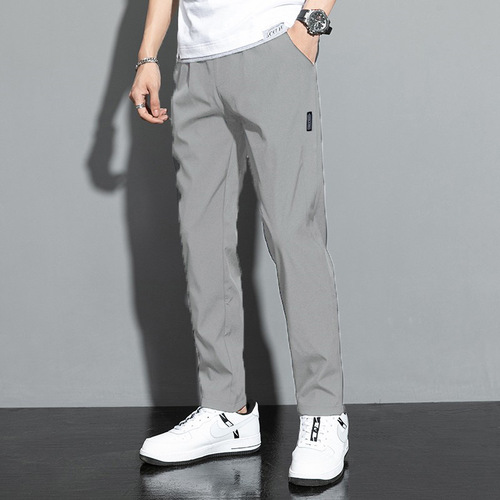 2025 Summer Casual Loose Slim Ice Silk Straight Leg Quick-Dry Breathable Men's Elastic Sports Pants