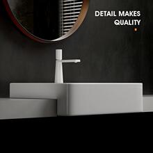 藝術盆半嵌入式台上盆酒店半掛式台盆陶瓷台中盆洗手盆方形窄台面