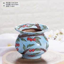 2021新款 透气粗陶瓷多肉植物盆 高浮雕立体手捏花 老桩罐-