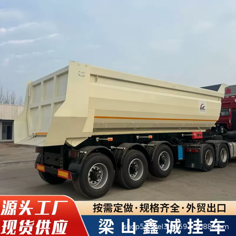 吉尔吉斯后翻半挂车空气悬架碟刹车桥前桥提升整体升降后翻自卸车