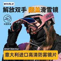 Магнитные лыжные очки с откидной крышкой Whale, уличные снежные горные очки, двухслойные скользящие ветрозащитные и противотуманные альпинистские снежные очки для мужчин и женщин