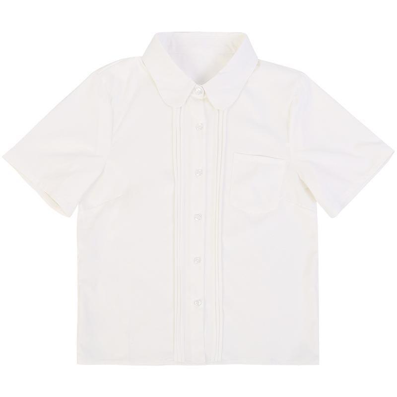 Camisas básicas originales blancas mangas cortas mangas largas cuello agudo cuello redondo JK camisa uniforme 6257
