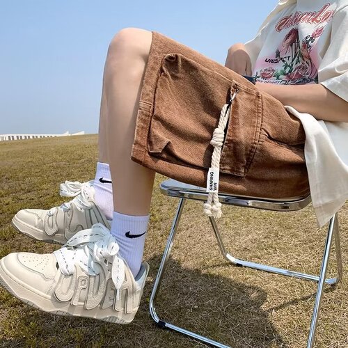 American Retro Workwear Denim Shorts for Men - Summer Loose Fit Multi-Pocket Five-Finger Pants - Trendy Brand Casual Thin Pants