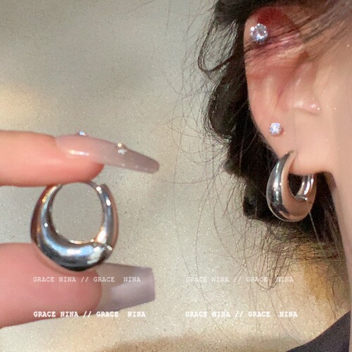Metal cold style hoop earrings niche design high-end earrings new 2024 hot style temperament earrings for women