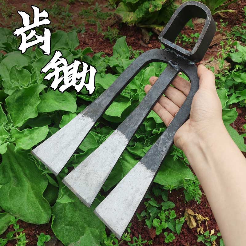 农用三齿锄加厚锰钢锻打齿锄空心锄草锄大全二齿锄头专用挖土锄头